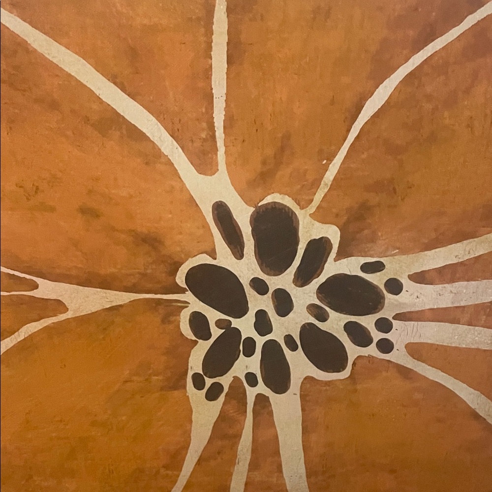 Large Orange Floral Canvas Art - Picture 2 of 4